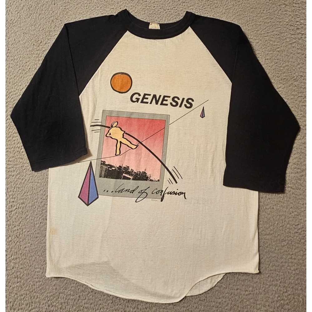 Vintage 1987 Genesis Invisible Touch Tour Shirt Land of Confusion Raglan XL